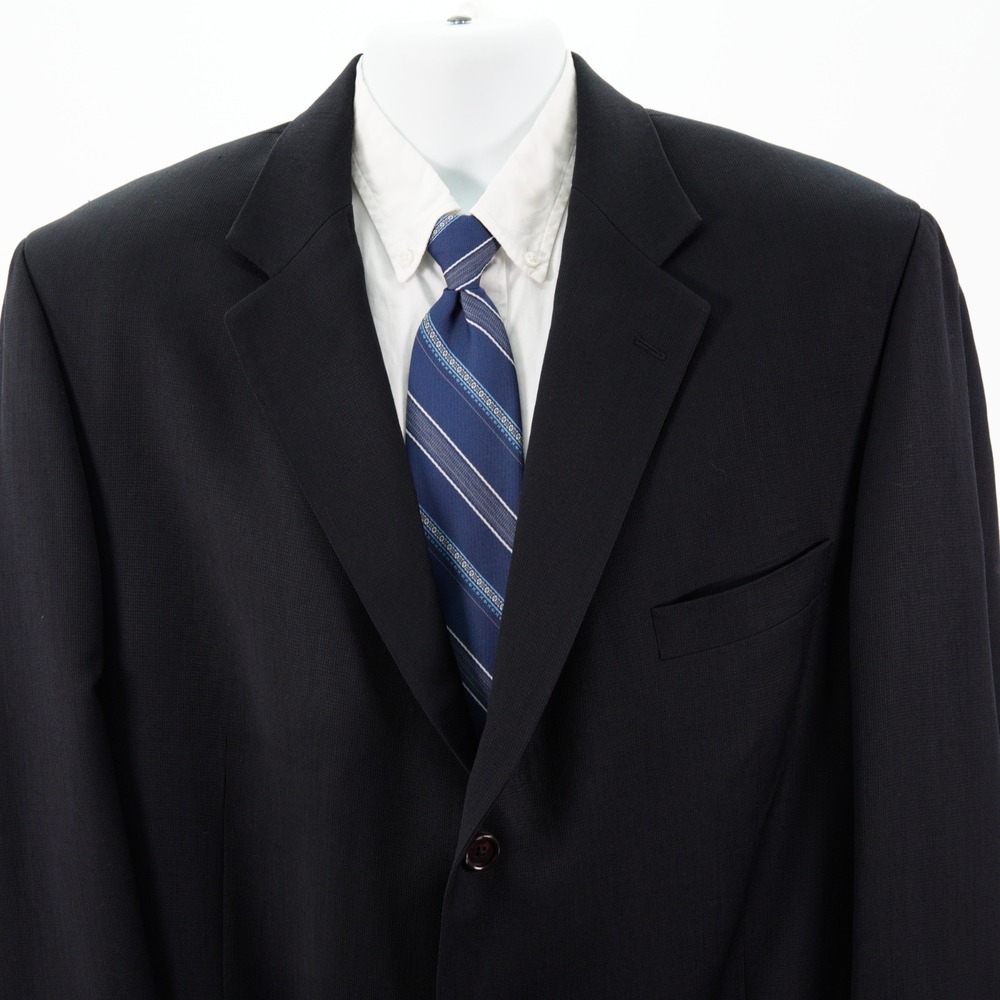 Pronto Uomo Worsted Wool Blue Sport Coat 48L 3-Button Ventless Blazer